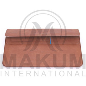 Brown PU Leather & Original Leather <b>Laptop</b> <b>Sleeve</b> with Flap Closure and Inner Pocket for Portable Protection - Product Image 3