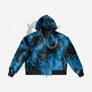 เสื้อฮู้ดหนังวัวแท้สีน้ำเงินแบบซิปคู่แฟชั่นใหม่ปี 2026 - Product Image 1