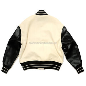 Venta al por mayor Unisex de moda Casual de los huesos diseño Chenille de mangas de cuero chaqueta Varsity - Product Image 5