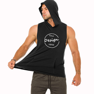 Custom Mens Gym Sleeveless Hoodie Men's Bodybuilding Vest Fitness Sport Hooded Muscle Tank <b>Top</b> - Product Image 1
