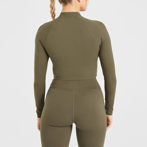 Women Plus Size 2-Piece Yoga Set Solid Color Crop <b>Top</b> Full-Length Flare Leggings <b>Elastic</b> Waist Long Sleeve Waterproof Quick Dry - Product Image 5