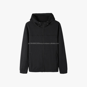 Sudadera con Capucha y Cremallera para Hombre, Tejido Delgado de 280g, Doble Cara, Estilo Casual, Capucha Ajustable, Diseño Versátil con Patrón Liso - Product Image 6