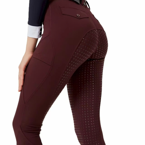 Pantalones de Equitación para Mujer, Cintura Alta, Largos, Elásticos, Transpirables, Ligeros, de Silicona, de Secado Rápido, Tejido de Punto Sin Costuras - Product Image 1