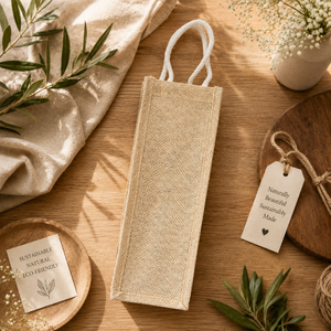 Elegant Jute Wine <b>Bottle</b> Packaging <b>Bag</b> | Reusable Drawstring Gift Carrier Eco Friendly Single <b>Bottle</b> Wholesale Supply Custom - Product Image 2