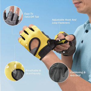 Gants de vélo demi-doigts respirants en maille avec paume en gel, service OEM de logo personnalisé, vente directe usine pour grossistes en cyclisme - Product Image 3