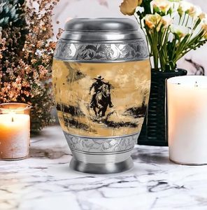 Modern Artistic Adult Aluminum Funeral <b>Ashes</b> Urn Cremation Tribute <b>Keepsake</b> Holder Crafted With Premium Polished Finish - Product Image 3