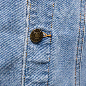 <b>Men's</b> Light Blue Washed Denim Trucker <b>Jacket</b> Button Closure <b>Long</b> Sleeve Regular Fit Casual Jean <b>Jacket</b> for Spring and Autumn - Product Image 5