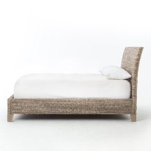 Cama tapizada de almacenamiento con marco de ratán natural tejido a mano Camas de categoría elegante - Product Image 5