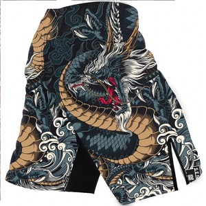 Shorts MMA pour hommes, imprimé contrasté, taille élastique, entraînement en salle de sport, kickboxing, légers, séchage rapide, colorés, arts martiaux - Product Image 6