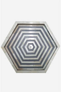 Modern Hexagonal <b>Serving</b> <b>Tray</b> With <b>Black</b> And White Geometric Pattern Handmade Mother Of Pearl Decorative Plate For Home Use - Product Image 3
