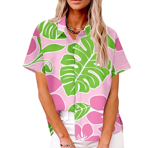 Nueva Llegada, MOQ Bajo, Camisas Hawaianas Personalizadas por Sublimación, Tallas Grandes, Camisas de Botones para Mujer, Estilo Urbano, Playeras Hawaianas - Product Image 6