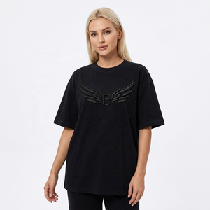 Oversized Men's <b>Black</b> Cotton <b>T</b>-<b>Shirt</b> Short Sleeve O-Neck Casual Jersey <b>Plain</b> Dyed Solid Color Fit Regular - Product Image 3
