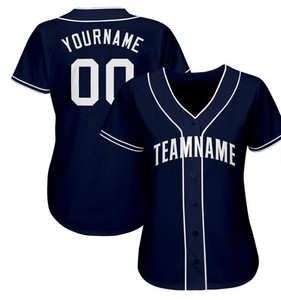 Maillot de baseball personnalisé vierge pour femme, uniforme d'équipe en polyester/coton, manches courtes, couleur unie, anti-humidité, respirant, antibactérien - Product Image 3