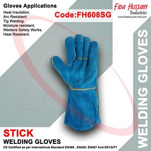 Guantes de trabajo de cuero dividido de piel de vaca de la mejor calidad 2024, guantes de seguridad de soldadura para uso diario y al aire libre, superventas en Pakistán - Product Image 5