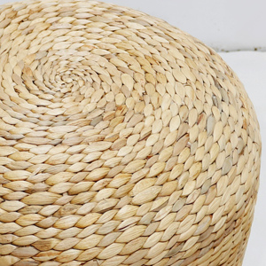 Handcrafted Round Water Hyacinth <b>Pouf</b> Minimalist Style Multi-Functional Ottoman Living Room Bedroom Decor - Product Image 4