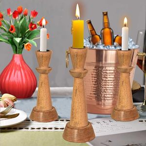Portavelas de Madera Hecho a Mano, con Acabado Natural Rústico, Centro de Mesa para Hogar, Bodas, Navidad, Halloween, Acción de Gracias - Product Image 2