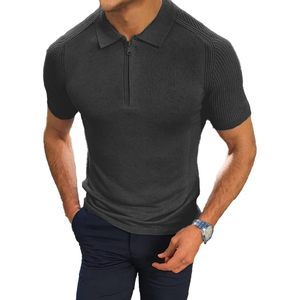 2025 Polos de punto con cremallera y manga corta para hombre, jersey de Golf de ajuste clásico informal - Product Image 3