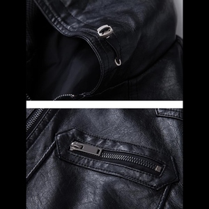 Veste sans manches à capuche en cuir véritable unisexe personnalisée, imperméable, pour motard, gilet à capuche pour moto, fabricant OEM ODM, hiver - Product Image 3
