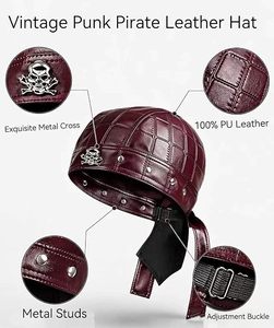 Pañuelo de cuero para mujer estilo motero, ajustable, con diseño de calavera a cuadros oscuros, para la cabeza - Product Image 5
