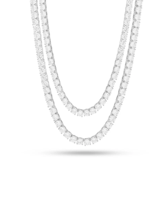 Collar Clásico de Cadena de Serpiente con Diamantes Chapado en Rodio, Joyería Unisex para Fiestas, Aleación de Zinc con Engaste de Canal, Corte Brillante Redondo - Product Image 2
