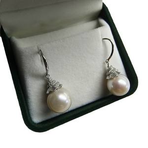 Grandes boucles d'oreilles pendantes en perles d'eau douce blanches rondes de 11-12 mm, argent S925 avec crochet d'oreille atmosphérique, bijoux fins pendants - Product Image 5