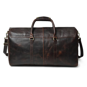 Sacs de voyage en cuir véritable vintage faits à la main, grande capacité, pour la gym, le sport, les week-ends, avec fermeture éclair, sacs de voyage personnalisés pour les vacances - Product Image 1
