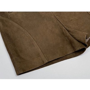 First Layer Goatskin Suede Women's 100 Real <b>Leather</b> Shorts New Retro High Waisted Slim Short <b>Skirts</b> Solid Color Regular Fit - Product Image 4