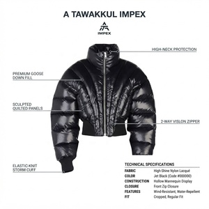 Men's Black Puffer <b>Jacket</b> With Turtleneck Batwing <b>Sleeve</b> Windproof Down Filled Streetwear <b>Short</b> Coat Zipper Closure - Product Image 5