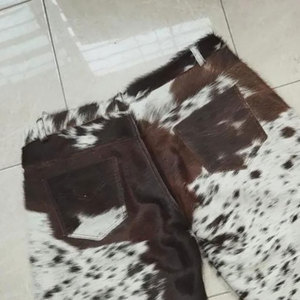 Hot Selling Luxury Genuine Cowhide <b>Hair</b>-On Leather <b>Men's</b> High Street Style Button Fly Quick Dry & Breathable Summer Shorts - Product Image 6