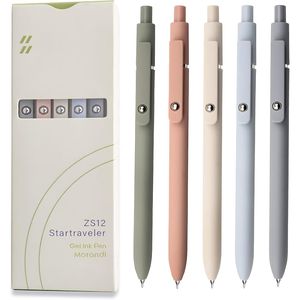 Set di 5 Penne Gel di Alta Qualità con Inchiostro Nero 0.5mm, Scrittura Fluida, Punta Fine, Ideali per Diari e Appunti - Product Image 1