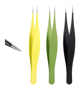 Pince à épiler professionnelle incurvée en acier inoxydable anti-électricité statique, à pointe oblique, pour sourcils, poils incarnés et points noirs - Product Image 3