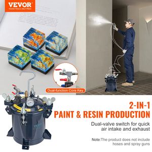 Serbatoio a Pressione in Metallo da 10L/2.5gal per Vernice, 70PSI Max, con Sigillante per Riparazione Perdite, per Pistole a Spruzzo, Uso Domestico e Industriale - Product Image 2