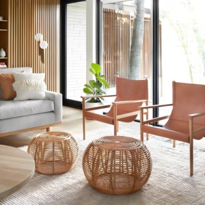 Handwoven Natural Rattan Ottoman Table <b>Garden</b> Outdoor Furniture Luxury Ottomans Boho <b>Stools</b> - Product Image 6