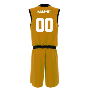 Conjunto de Camiseta de Baloncesto Amarilla Personalizada, sin Mangas, Cuello en V, Impresión Sublimada, Absorbe la Humedad, Unisex para Adultos - Product Image 3