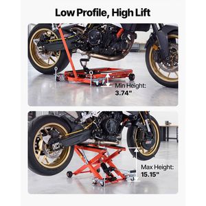 Sollevatore Idraulico Portatile per Moto da 15,15 Pollici, Capacità 1100 Libbre, Cavalletto a Forbice con 6 Ruote, Rampe e Supporti per Moto - Product Image 3
