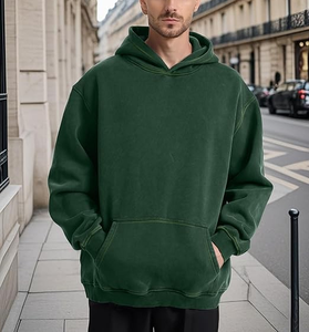 Sweat à capuche surdimensionné vintage en molleton 100 % coton, coupe décontractée, design délavé à l'acide, longueur longue, pour hommes - Product Image 1