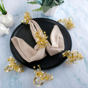 Vente chaude Élégant Sparkle Perle Rond De Serviette À La Main De Luxe Décoration De Table De Noël Parties Usine En Gros Papier Verre - Product Image 4