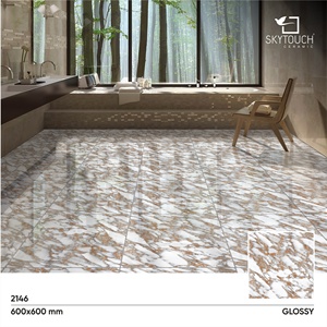 กระเบื้องพอร์ซเลนขัดเงาขนาด600x600มม. 600x1200มม. กระเบื้องพอร์ซเลนขัดเงาสีน้ำตาลงาช้างมีสไตล์ตามสั่ง - Product Image 2