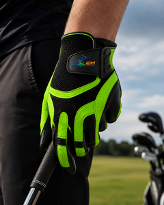 Gants de golf personnalisés noir et vert fluo, respirants, haute performance, antidérapants, séchage rapide, pour le sport, OEM ODM, vente en gros - Product Image 2