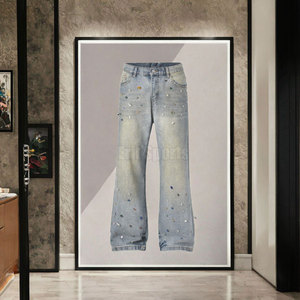 Pantalon évasé pour homme, couleur unie, orné de strass, coupe droite, léger, décontracté, taille mi-haute, pour l'extérieur, best-seller - Product Image 3