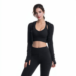 Ensemble de sport 3 pièces pour femme, coupe ajustée, séchage rapide, veste de yoga, haut décontracté respirant, taille haute, effet push-up - Product Image 6