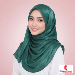 Green Zimmy Choo Square Hijab Scarf Solid Color Soft <b>Head</b> <b>Wrap</b> Casual Style Spring Summer Wear - Product Image 1