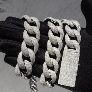 Cadena de Eslabones Cubanos de Plata de Ley 925 con Moissanita VVS, Certificada por GRA, Joyería Hip Hop para Hombres y Mujeres - Product Image 2