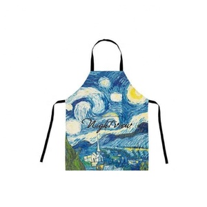 2026 Dotted Cotton Linen Grey and White Pattern Embroidered Kitchen Unisex Dinner Party Cooking <b>Funny</b> Pinafore Cleaning <b>Aprons</b> - Product Image 2
