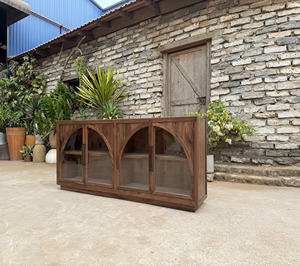 Mueble de Madera de Nogal de Lujo Vintage con Puerta de Vidrio, Almacenamiento Duradero para Sala de Estar - Product Image 6