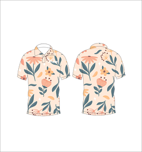 เสื้อโปโลผู้ชายลายดอกไม้เขตร้อนสีพาสเทล พิมพ์ลายทั่วตัว แขนสั้น สไตล์ลำลอง สำหรับเล่นกอล์ฟ - Product Image 1