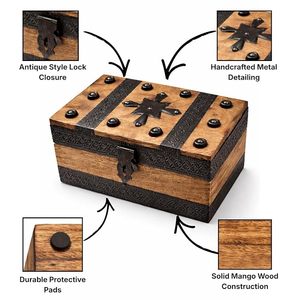 Caja de Madera Decorativa Económica para Guardar Recuerdos de Boda, Joyas, Accesorios y Tesoros Personales - Product Image 4