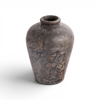 Vase à fleurs rustique en terre cuite céramique émaillée, fait main, taille moyenne, Serat Garis Tengah, taille personnalisée, pour une décoration esthétique de la maison