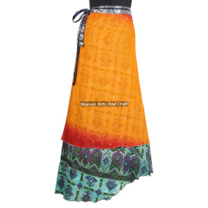 Beautiful Ladies Fashion Beach <b>Wrap</b> <b>Skirt</b> 2 Layer Reversible Magic Silk Saris <b>Wrap</b> Long <b>Skirt</b> Silk Sari Long Panel <b>Skirt</b> Fancy - Product Image 6