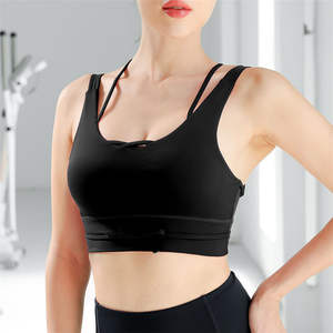 Sujetador deportivo acolchado con tiras cruzadas en la espalda para mujer, 80% nailon, 20% elastano, top transpirable para gimnasio y yoga - Product Image 5